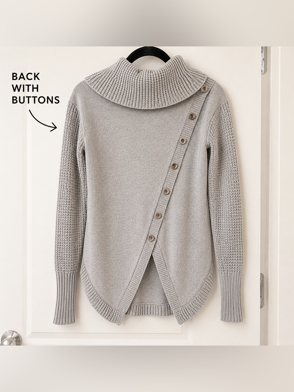 VENUS Light Gray Cowl Neck Sweater - Picture 3 of 3
